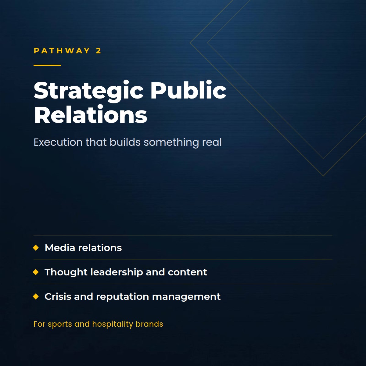 Pathway 2: Strategic Public Relations, execution that builds something real