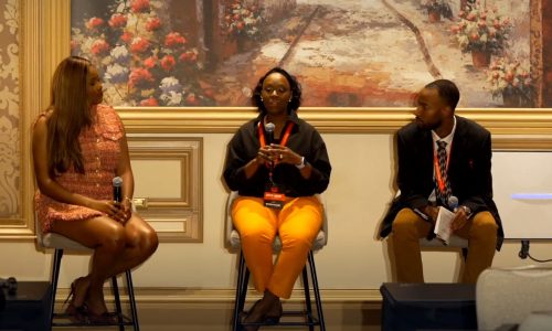 Danyail Lawton speaking on a sports industry panel in Las Vegas